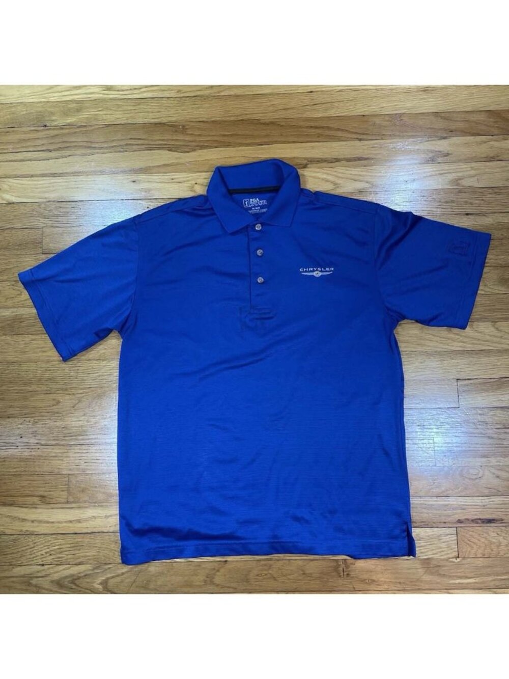 Chrysler Logo Embroidered PGA Tour Golf Polo Shirt Blue Employee Uniform Men's S